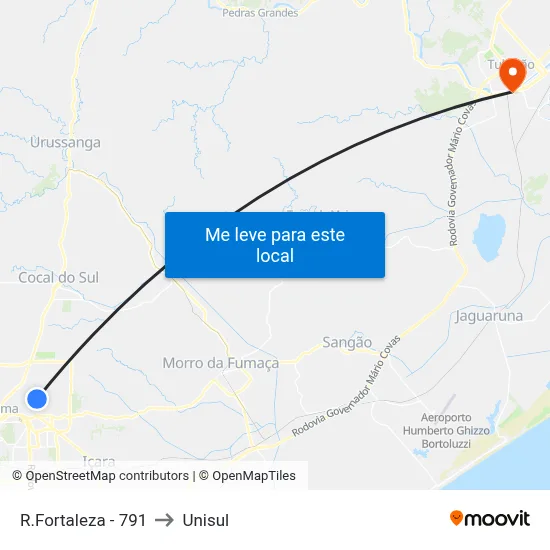 R.Fortaleza - 791 to Unisul map