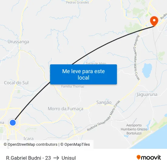 R.Gabriel Budni - 23 to Unisul map