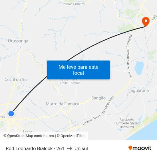 Rod.Leonardo Bialeck - 261 to Unisul map