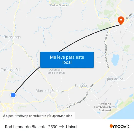 Rod.Leonardo Bialeck - 2530 to Unisul map
