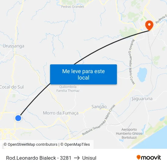 Rod.Leonardo Bialeck - 3281 to Unisul map