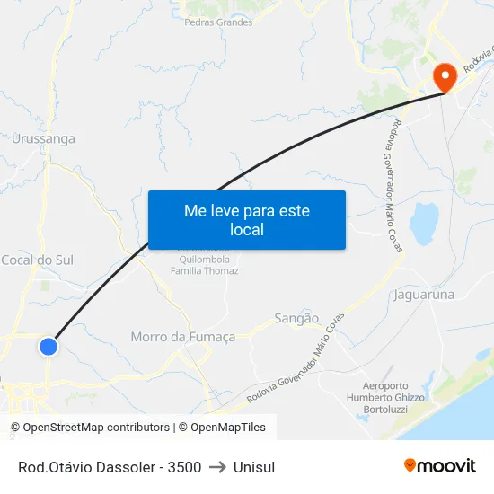 Rod.Otávio Dassoler - 3500 to Unisul map