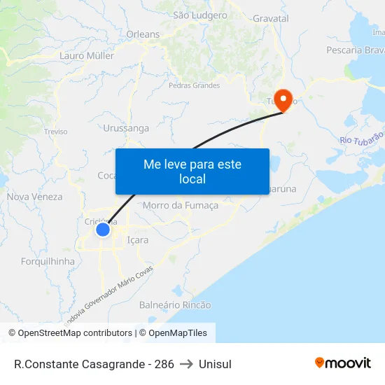 R.Constante Casagrande - 286 to Unisul map