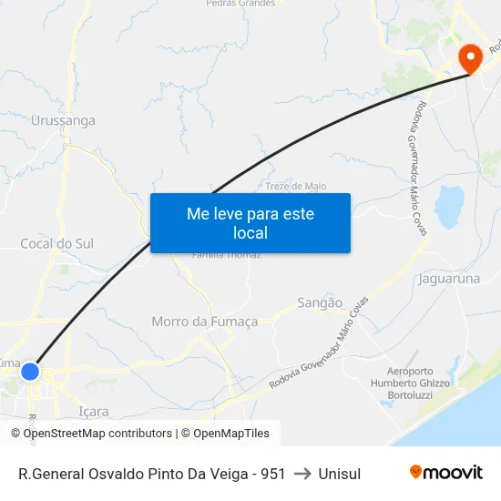 R.General Osvaldo Pinto Da Veiga - 951 to Unisul map