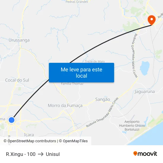 R.Xingu - 100 to Unisul map