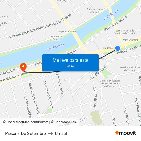 Praça 7 De Setembro to Unisul map