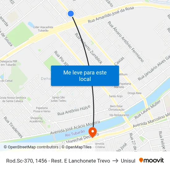 Rod.Sc-370, 1456 - Rest. E Lanchonete Trevo to Unisul map