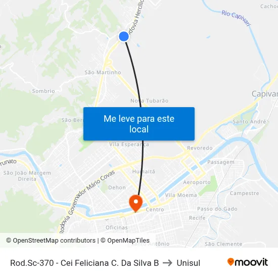 Rod.Sc-370 - Cei Feliciana C. Da Silva B to Unisul map