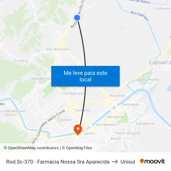 Rod.Sc-370 - Farmácia Nossa Sra Aparecida to Unisul map