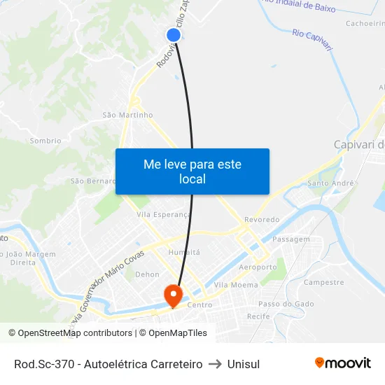 Rod.Sc-370 - Autoelétrica Carreteiro to Unisul map