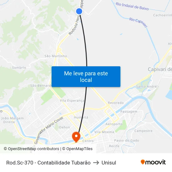 Rod.Sc-370 - Contabilidade Tubarão to Unisul map