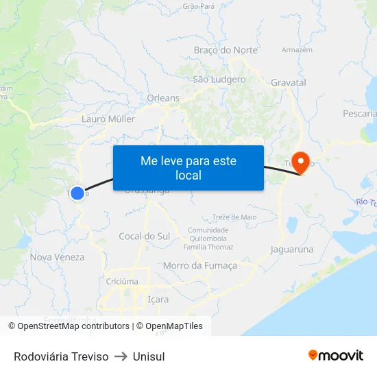 Rodoviária Treviso to Unisul map
