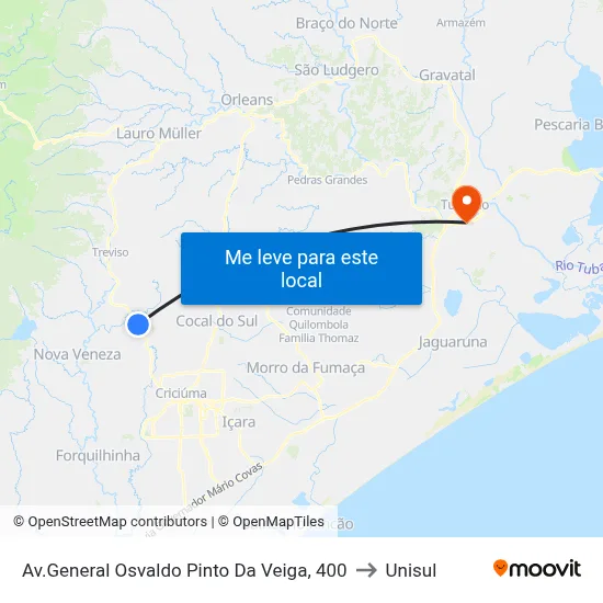 Av.General Osvaldo Pinto Da Veiga, 400 to Unisul map