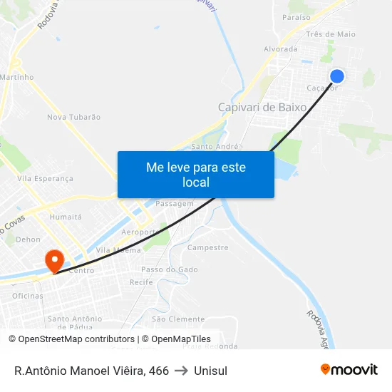 R.Antônio Manoel Viêira, 466 to Unisul map