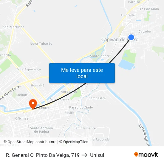 R. General O. Pinto Da Veiga, 719 to Unisul map
