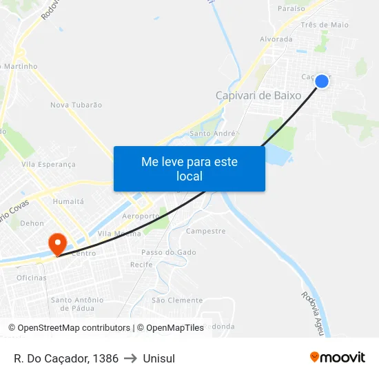 R. Do Caçador, 1386 to Unisul map