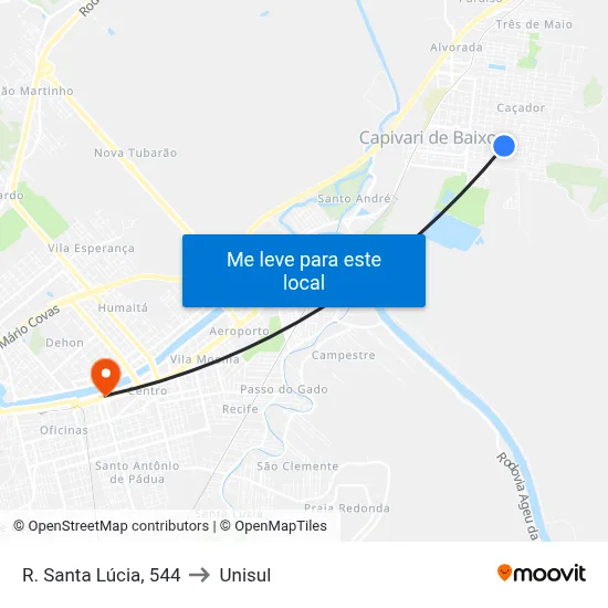 R. Santa Lúcia, 544 to Unisul map