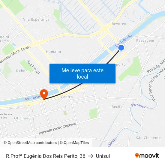 R.Profª Eugênia Dos Reis Perito, 36 to Unisul map