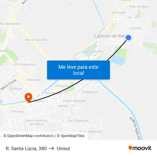 R. Santa Lúcia, 380 to Unisul map