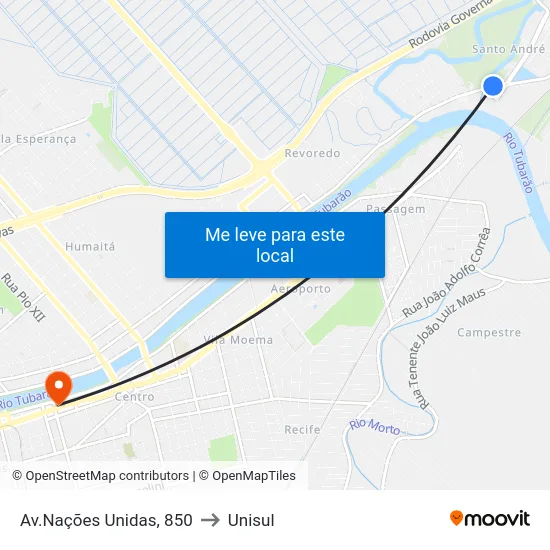 Av.Nações Unidas, 850 to Unisul map