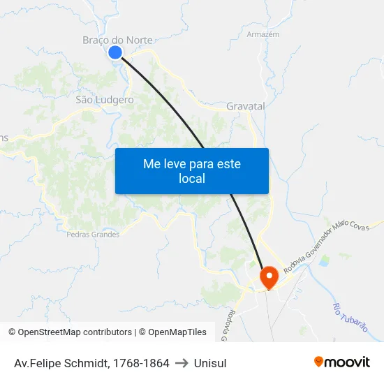Av.Felipe Schmidt, 1768-1864 to Unisul map