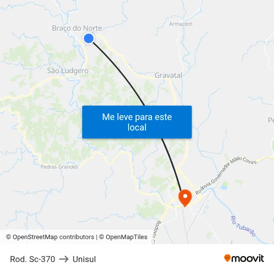 Rod. Sc-370 to Unisul map