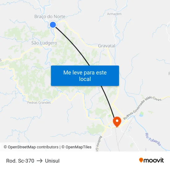 Rod. Sc-370 to Unisul map