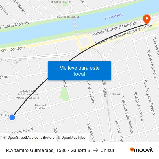 R.Altamiro Guimarães, 1586 - Gallotti B to Unisul map