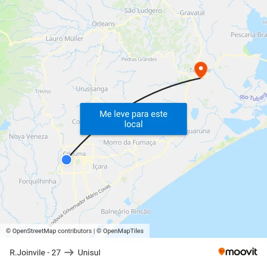 R.Joinvile - 27 to Unisul map
