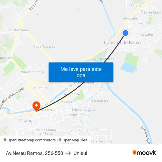 Av.Nereu Ramos, 256-550 to Unisul map