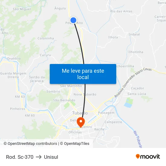 Rod. Sc-370 to Unisul map