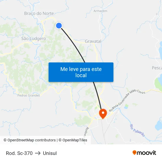 Rod. Sc-370 to Unisul map