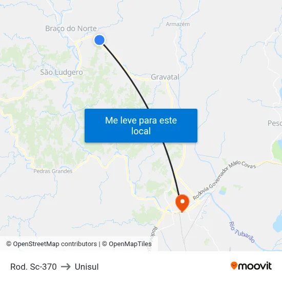 Rod. Sc-370 to Unisul map