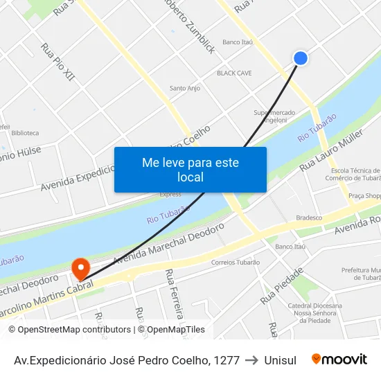 Av.Expedicionário José Pedro Coelho, 1277 to Unisul map