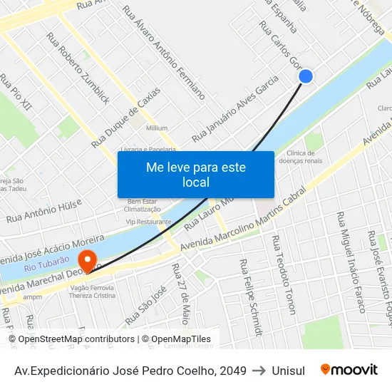 Av.Expedicionário José Pedro Coelho, 2049 to Unisul map