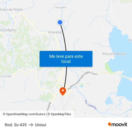 Rod. Sc-435 to Unisul map