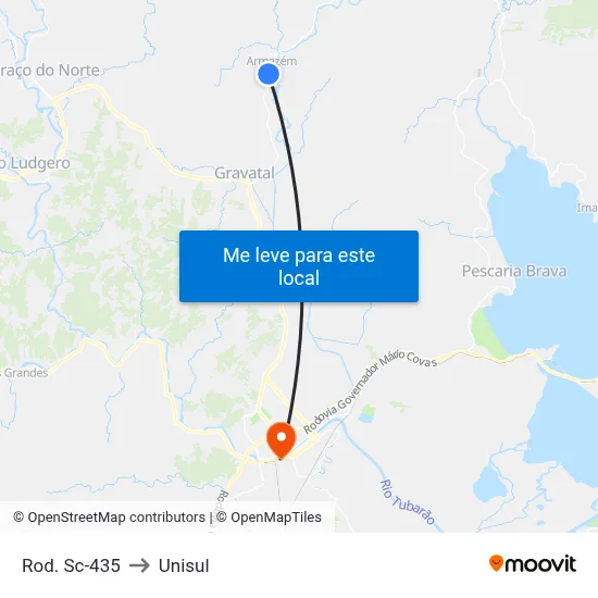 Rod. Sc-435 to Unisul map