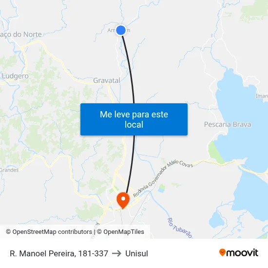 R. Manoel Pereira, 181-337 to Unisul map