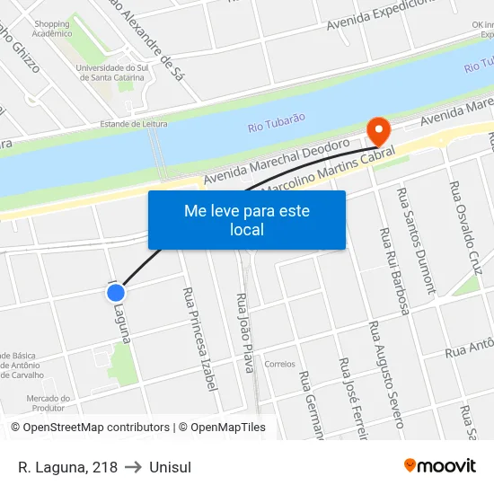 R. Laguna, 218 to Unisul map