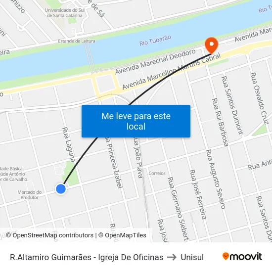 R.Altamiro Guimarães - Igreja De Oficinas to Unisul map