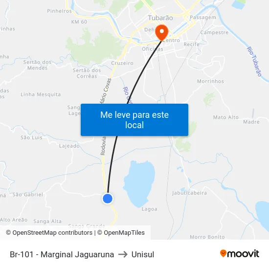 Br-101 - Marginal Jaguaruna to Unisul map