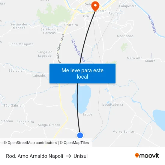 Rod. Arno Arnaldo Napoli to Unisul map