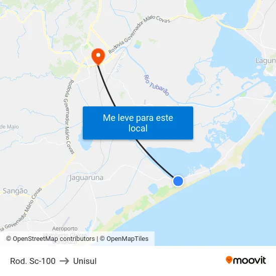 Rod. Sc-100 to Unisul map