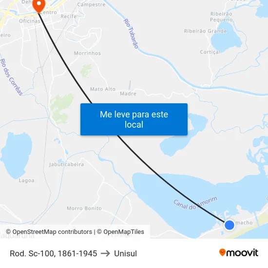 Rod. Sc-100, 1861-1945 to Unisul map
