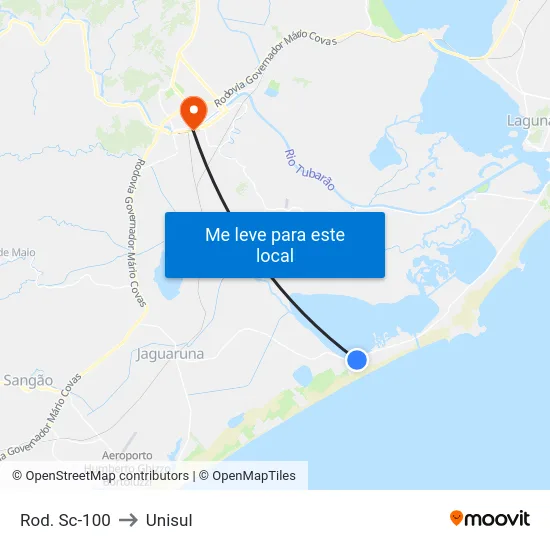Rod. Sc-100 to Unisul map