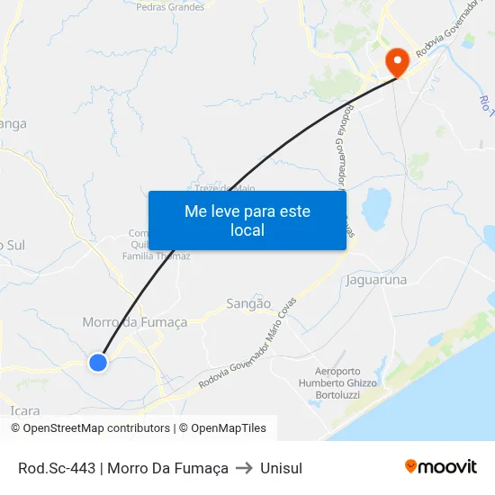 Rod.Sc-443 | Morro Da Fumaça to Unisul map