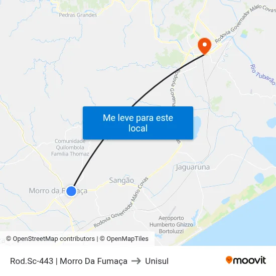 Rod.Sc-443 | Morro Da Fumaça to Unisul map