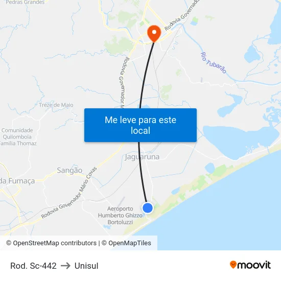 Rod. Sc-442 to Unisul map