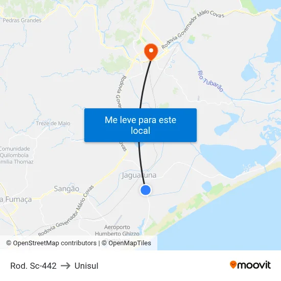 Rod. Sc-442 to Unisul map