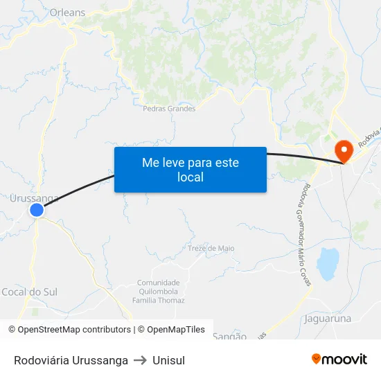 Rodoviária Urussanga to Unisul map